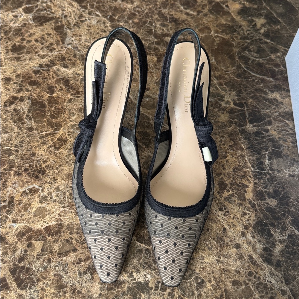 Dior j’adior christian Dior black plumetis mesh pump classic logo strap sz 39.5 - Picture 4 of 12